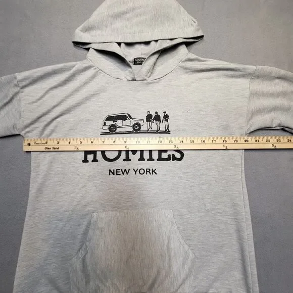 Homies New York Hoodie Womens L Gray Pullover Sweatshirt Long Sleeve Lightweight - Picture 6 of 7